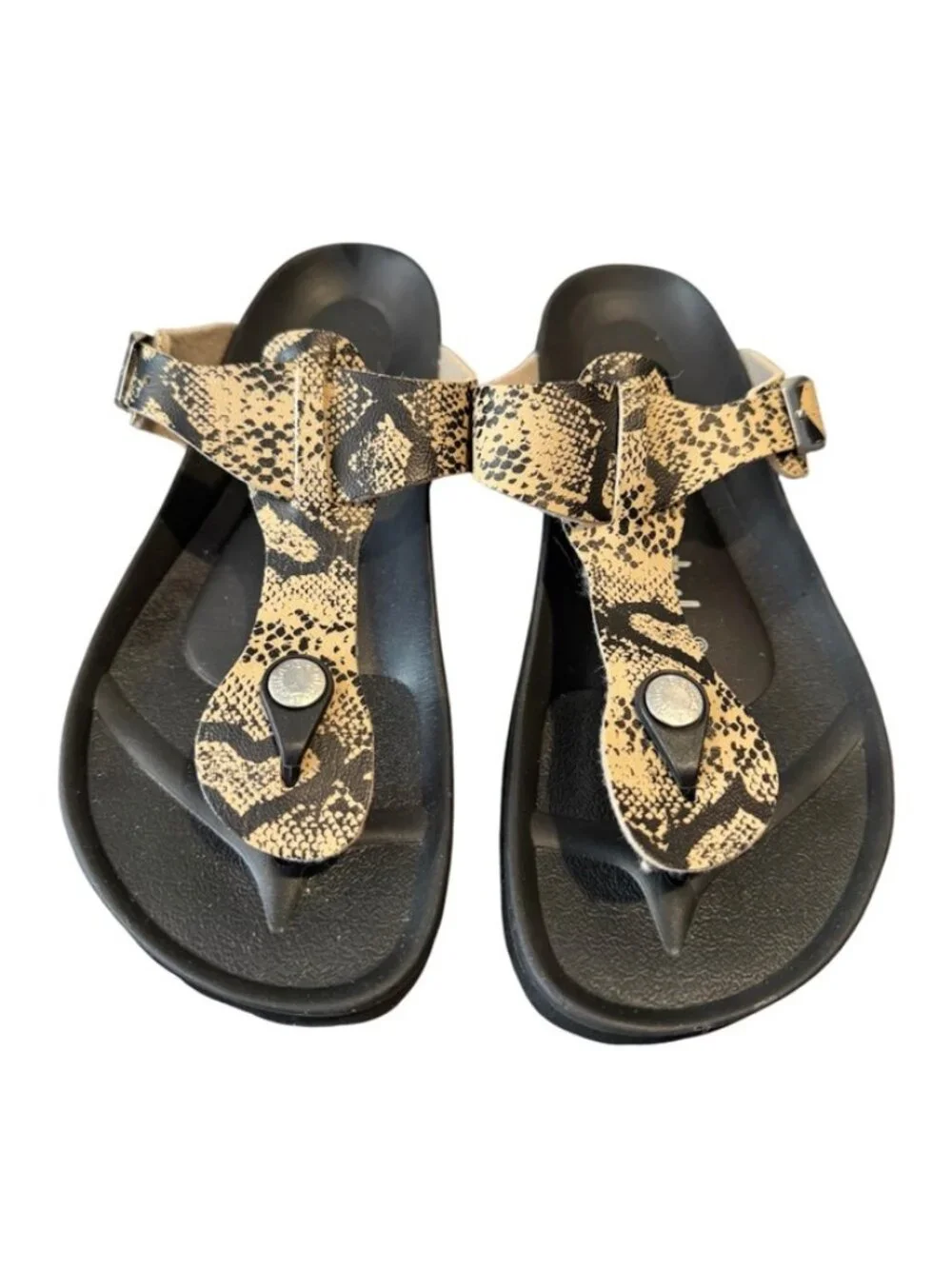 Betula by Birkenstock Snakeskin Thong Sandals Women's 7–7.5 EU 38 Comfort EUC